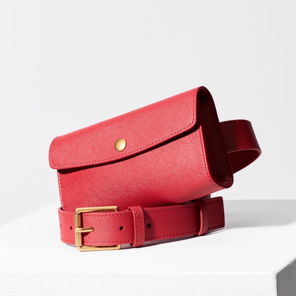 Aritzia (Auxiliary) leather snap belt bag in red